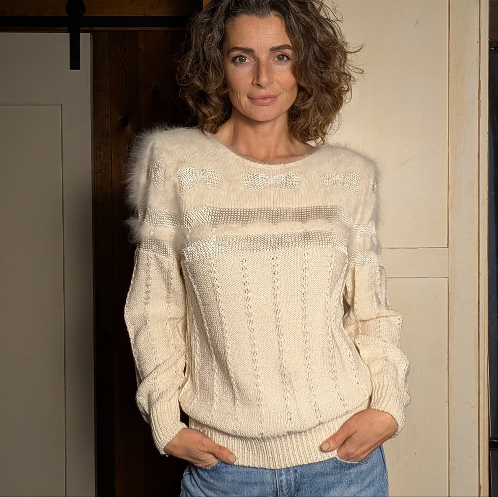 Vintage Soft Cream Sweater With Angora